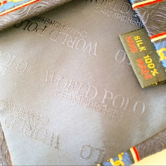 Enzo Ballagio World Polo Championship Silk Tie Blue Red Chain Print‎ Necktie Men - Picture 8 of 9